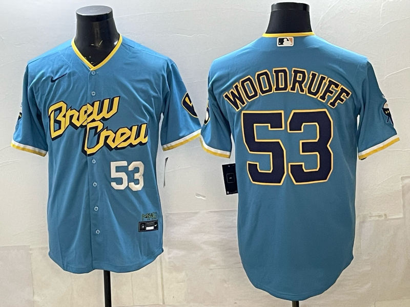 Men 2025 Milwaukee Brewers #53 Woodruff blue Game Nike MLB Jersey2026006